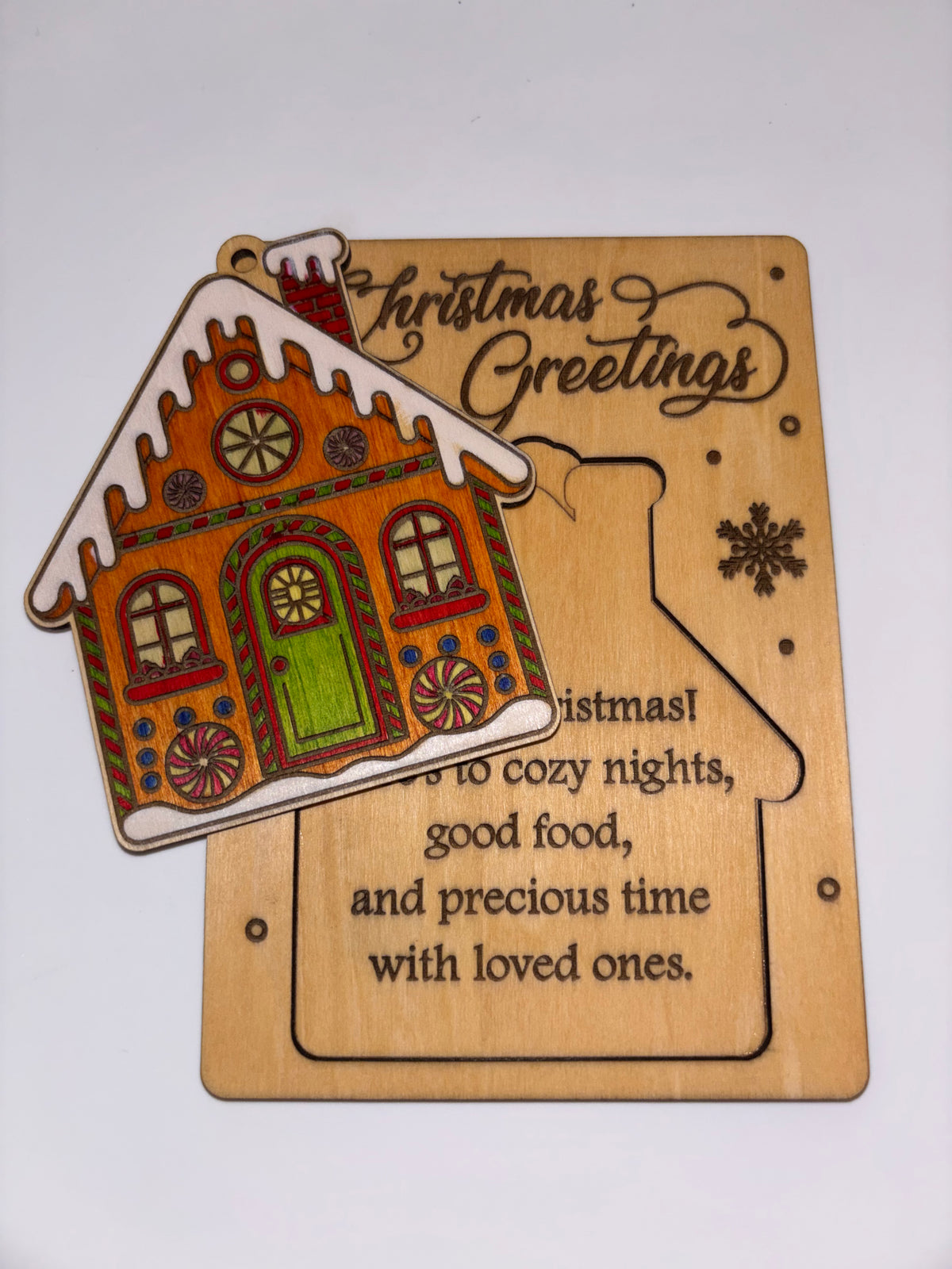 Wooden Gingerbread House Christmas Card