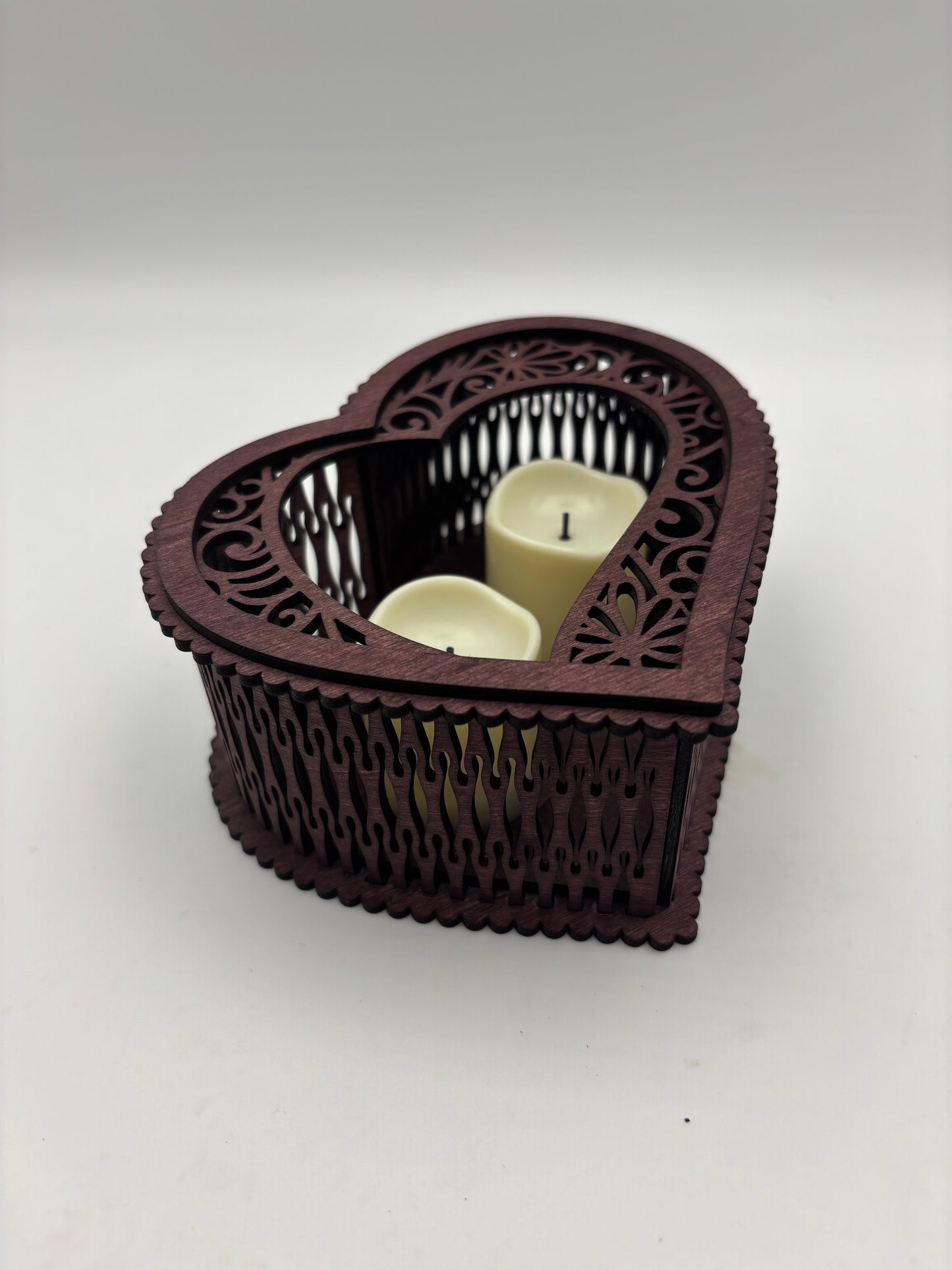 Wooden Heart Votive Holders