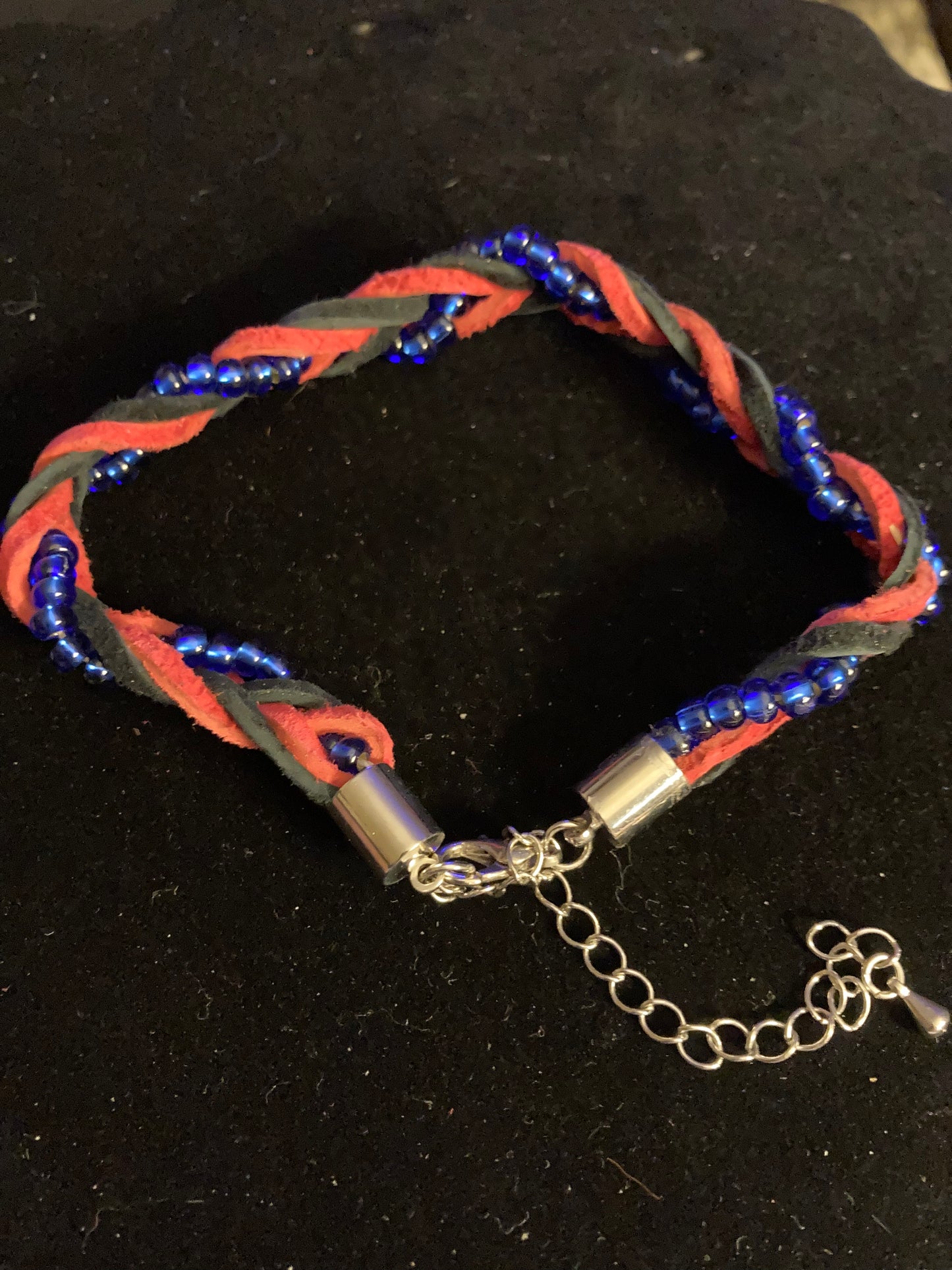 Leather and beaded bracelet