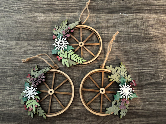 Wagon Wheel ornaments (set of 3)