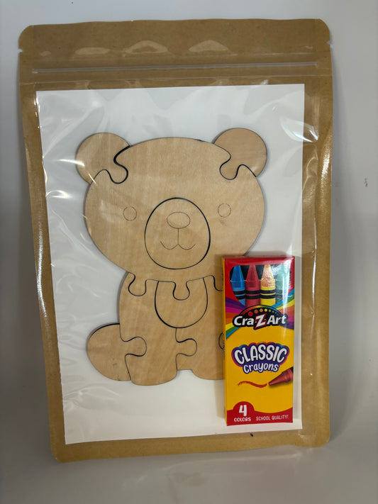 Teddy bear wooden puzzle kit