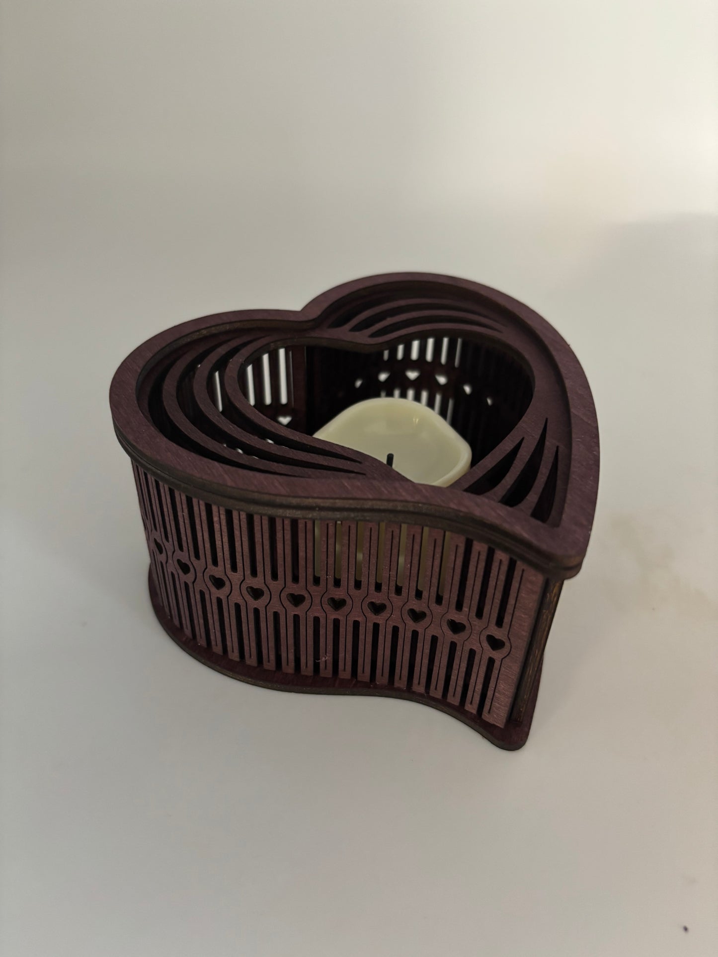 Wooden Heart Votive Holder