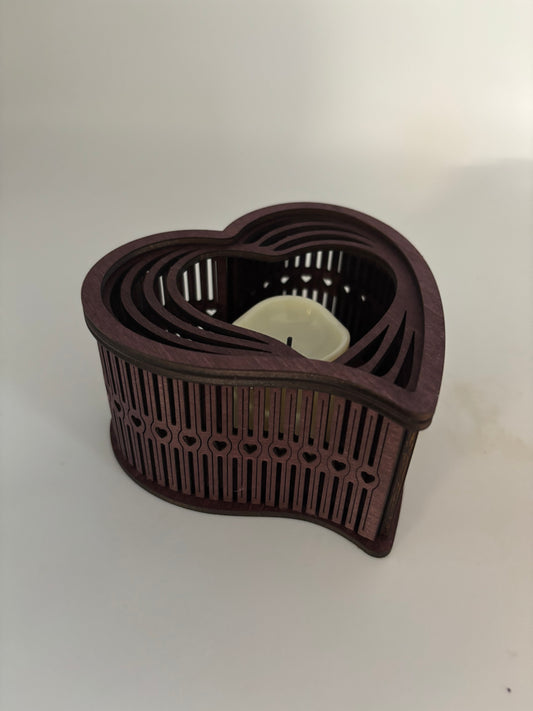 Wooden Heart Votive Holder