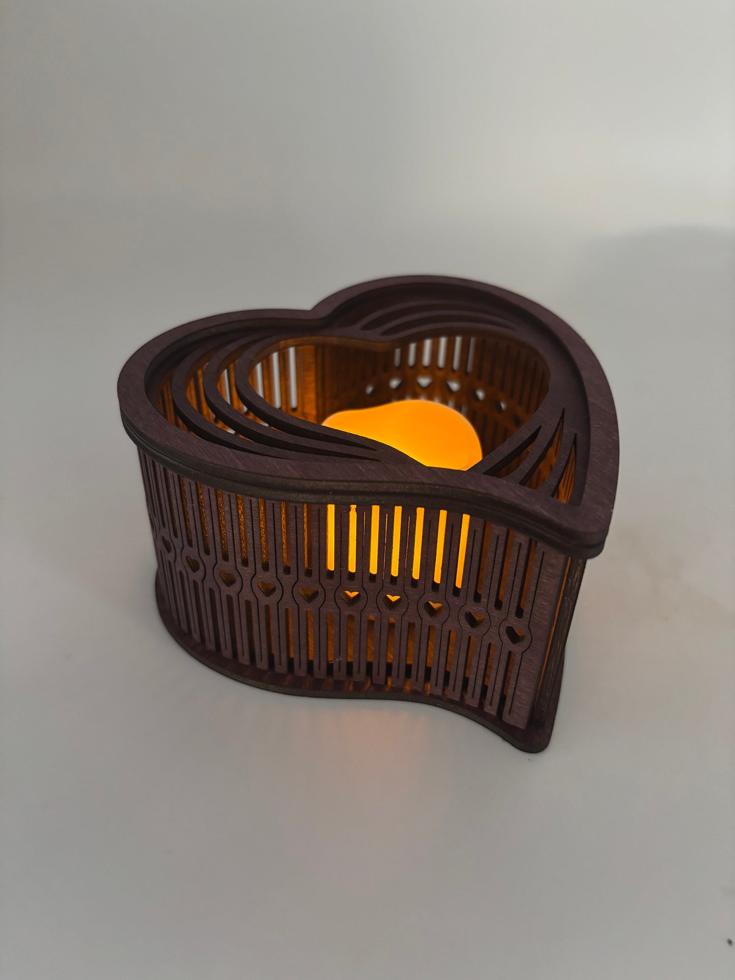 Wooden Heart Votive Holder