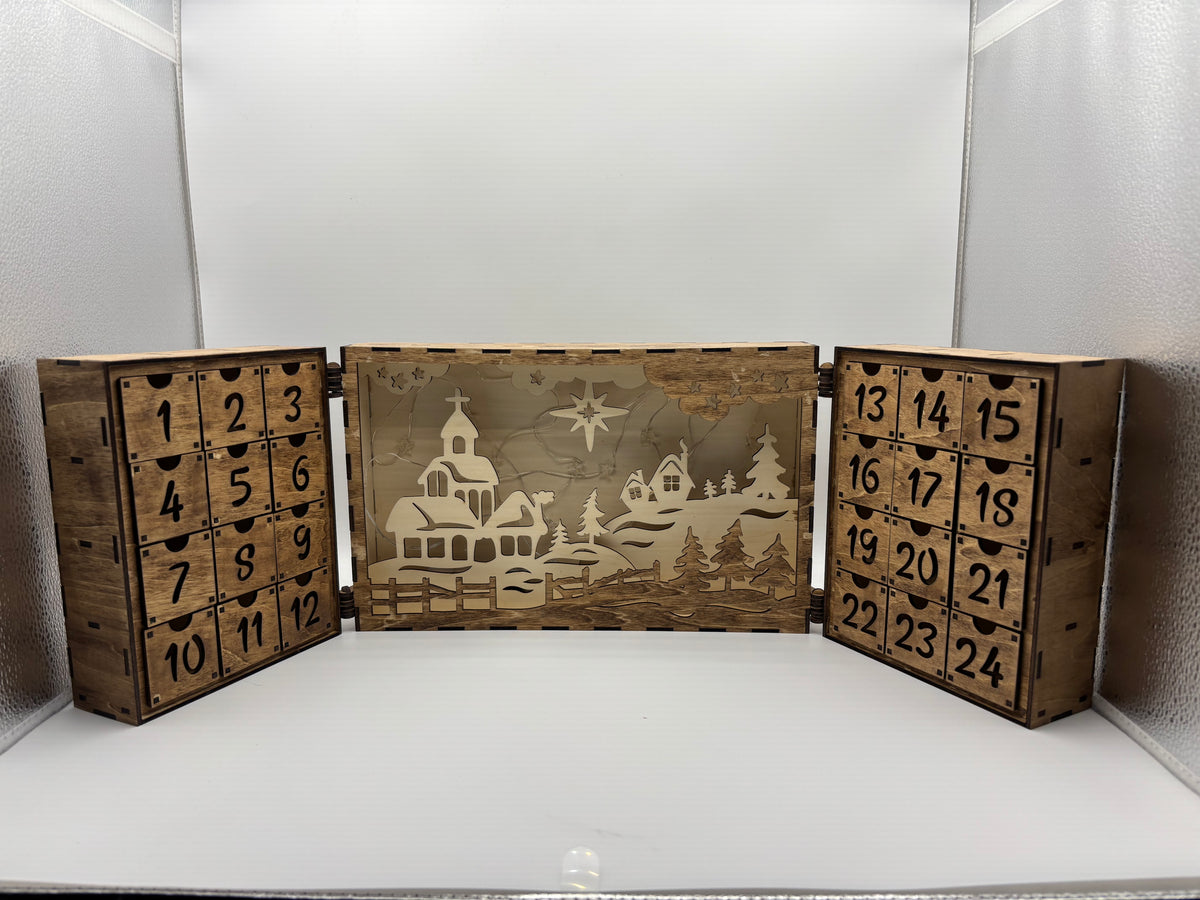 Wooden Christmas Advent Calendar with 24 Drawers