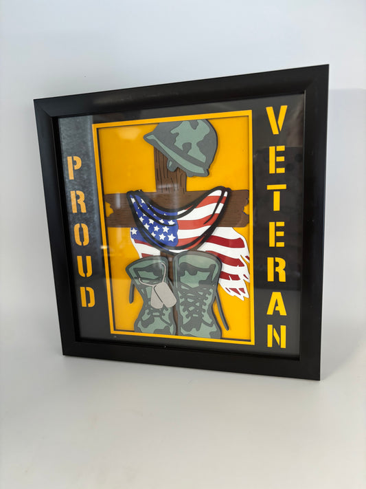 Proud Veteran layered paper art
