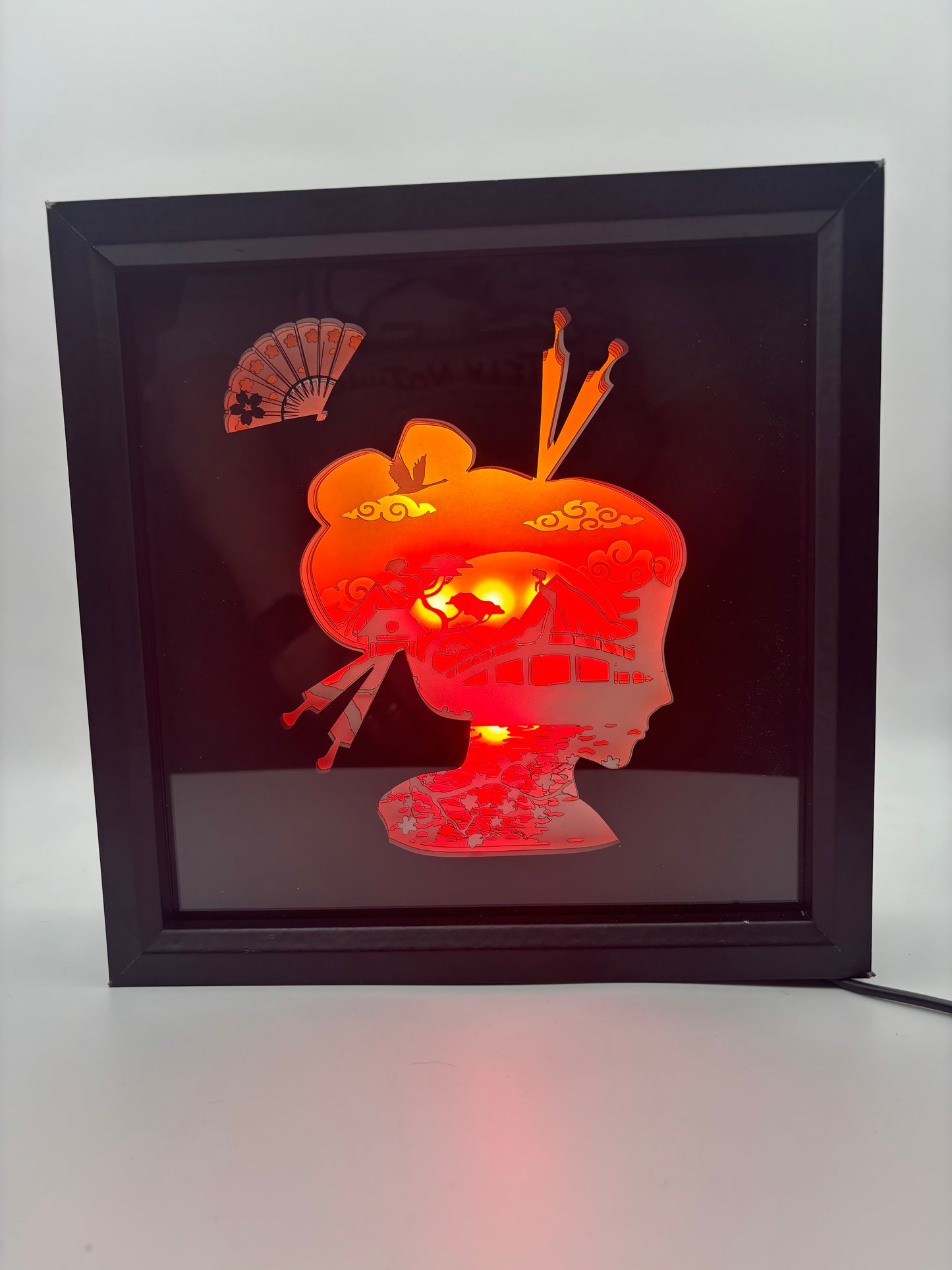 Geisha lighted shadow box