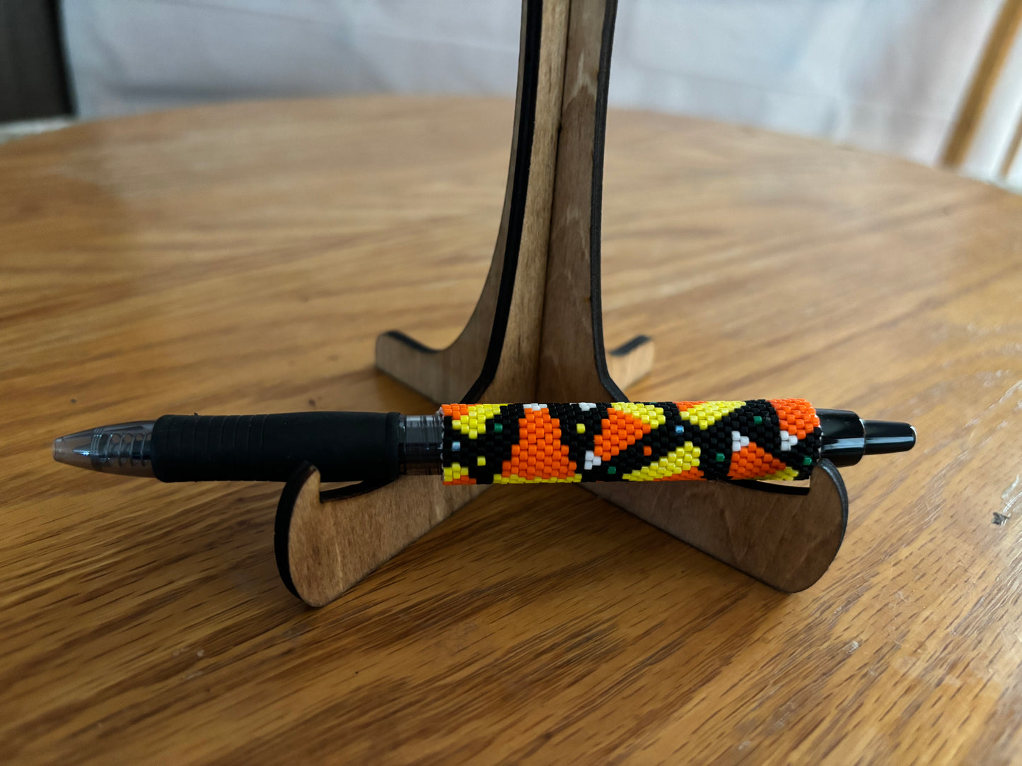 Candy Corn beaded pen cover