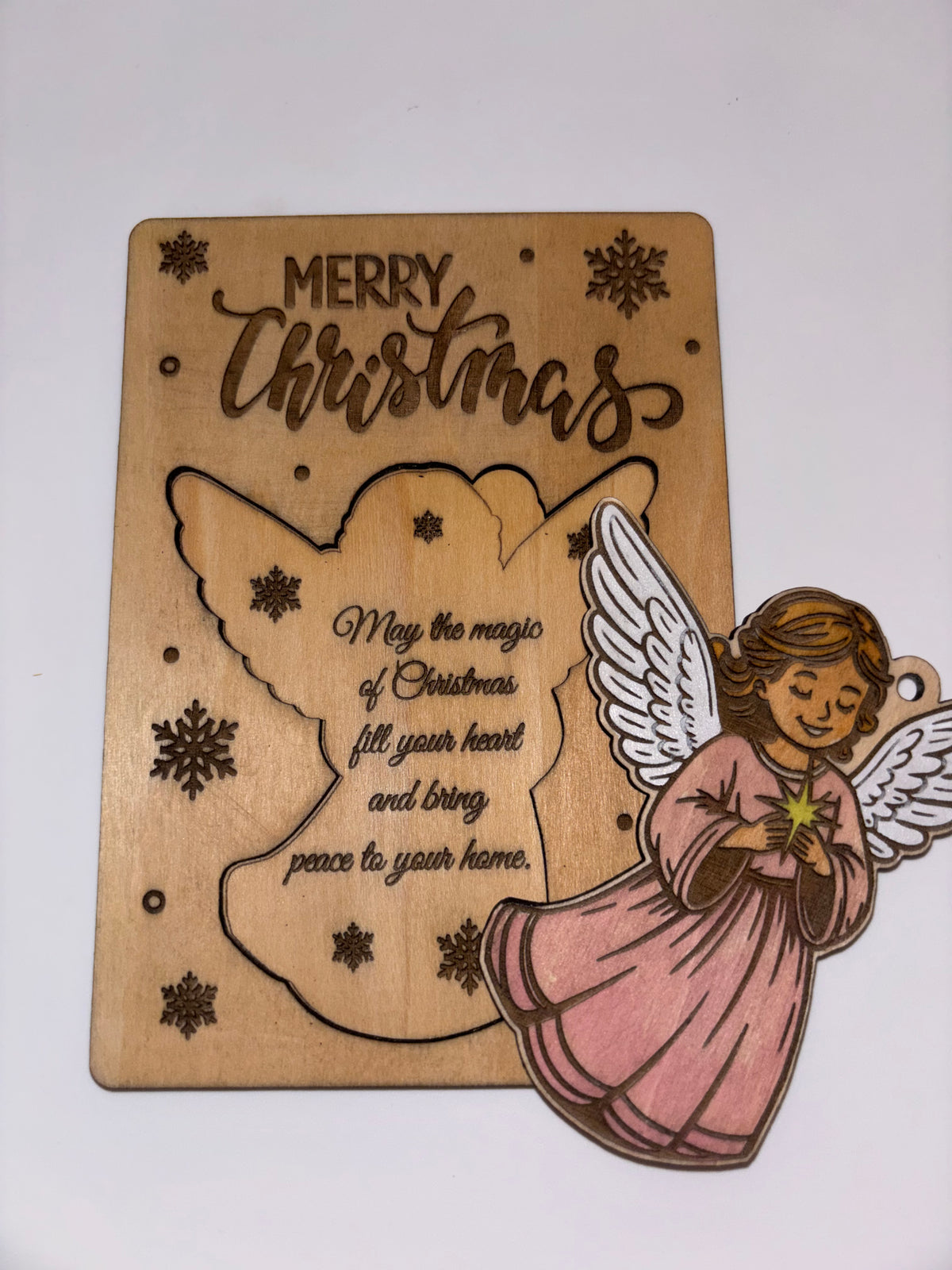 Wooden Angel Christmas Card