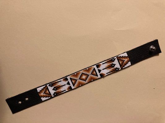 Indian print breaded leather cuff