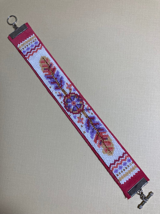 Leather and beaded cuff