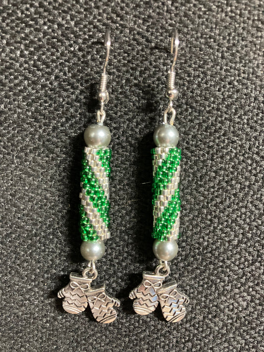 Christmas earrings with mitten dangles