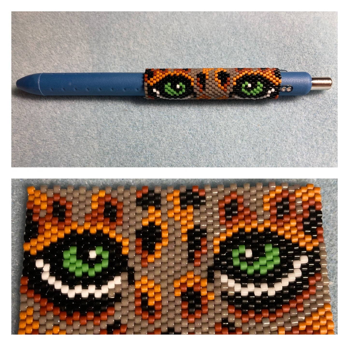Beaded pen cover (Tiger eyes)