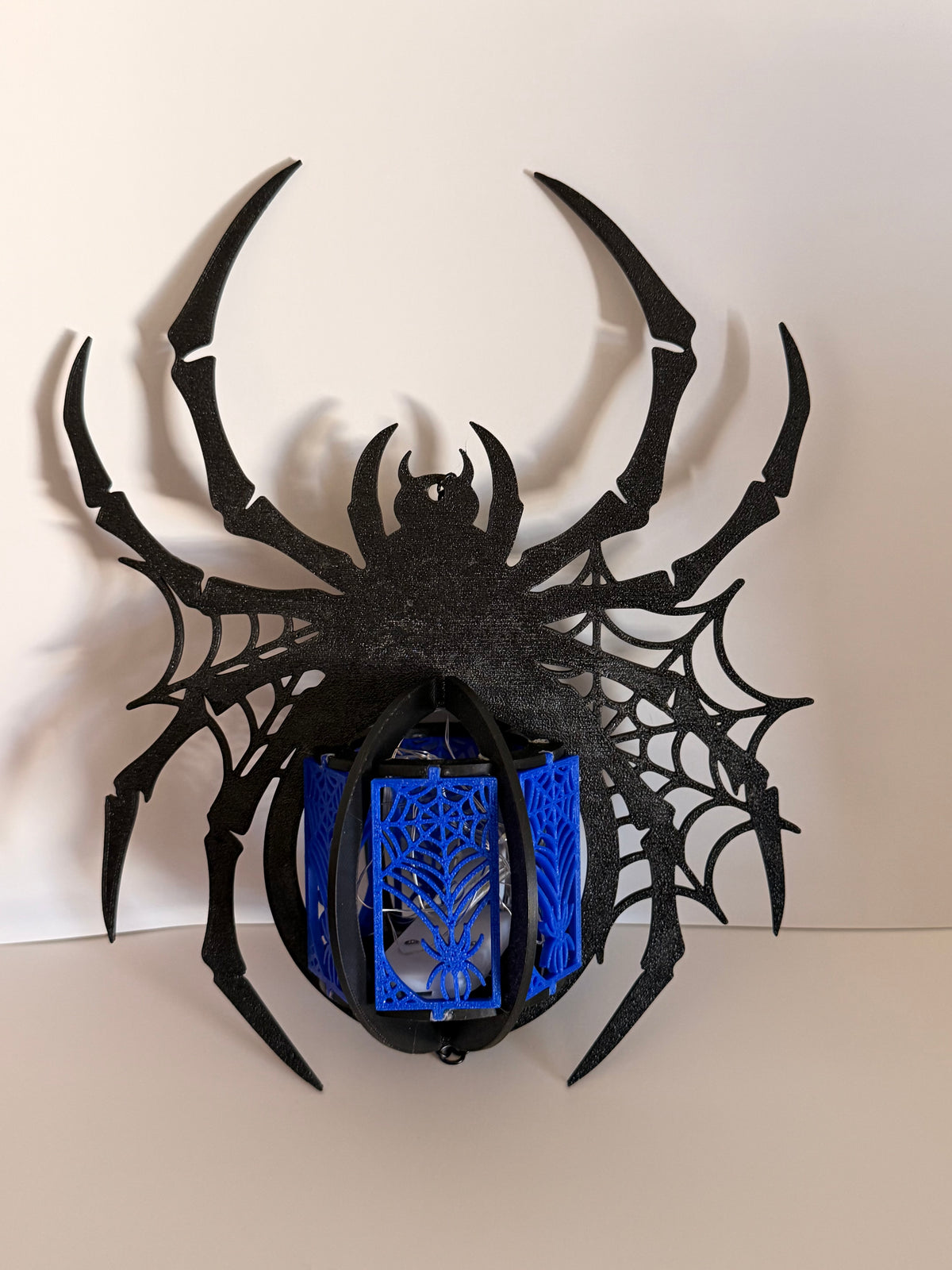 Blue & Black Spider Halloween Lantern