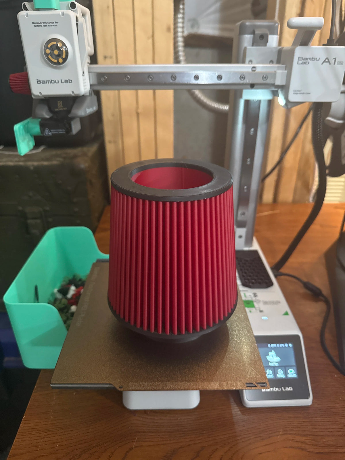Red Air Filter-Style Pencil Holder