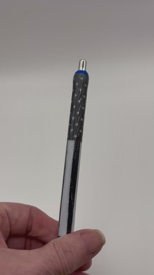 Black and White flag with a blue strip