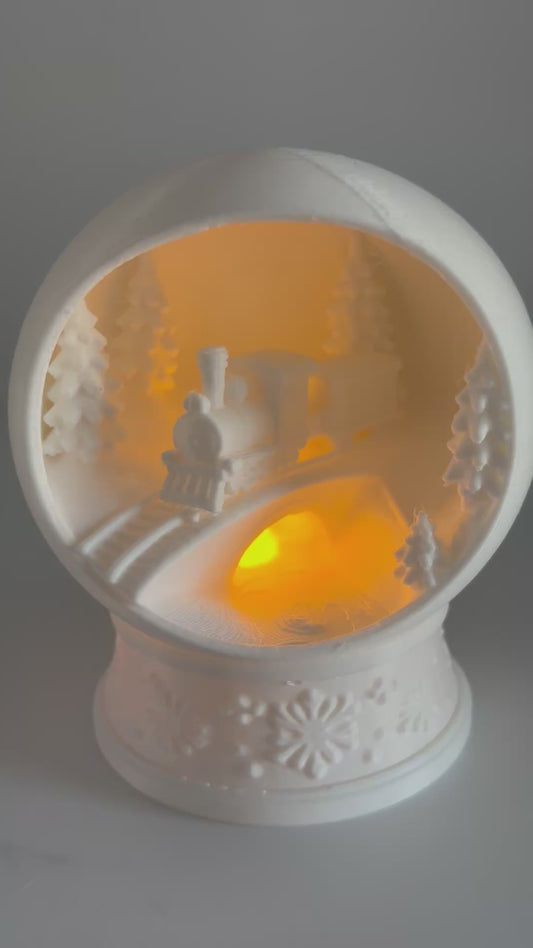Lighted 3D Printed Train Scene Globe